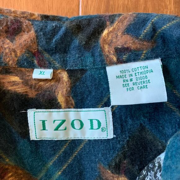 VTG 80s IZOD Redhead duck black‎ & blue plaid flannel 100% cotton shirt XL - Picture 3 of 10